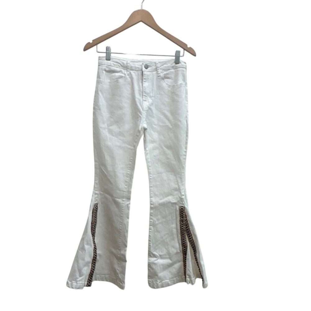 Saints & Hearts Bell Bottom Quenlin Side Split Jeans boho hippie Western M